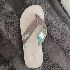 LL Bean Brown Nylon Thong Flip Flop Sandals Women's Sz 8